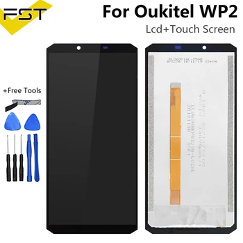 Перейти на Алиэкспресс и купить Черный 6,0 'для Oukitel WP2 ЖК-дисплей + сенсорный экран дигитайзер сборка запчастей + Инструменты + клейкая ЖК-стеклянная панель
