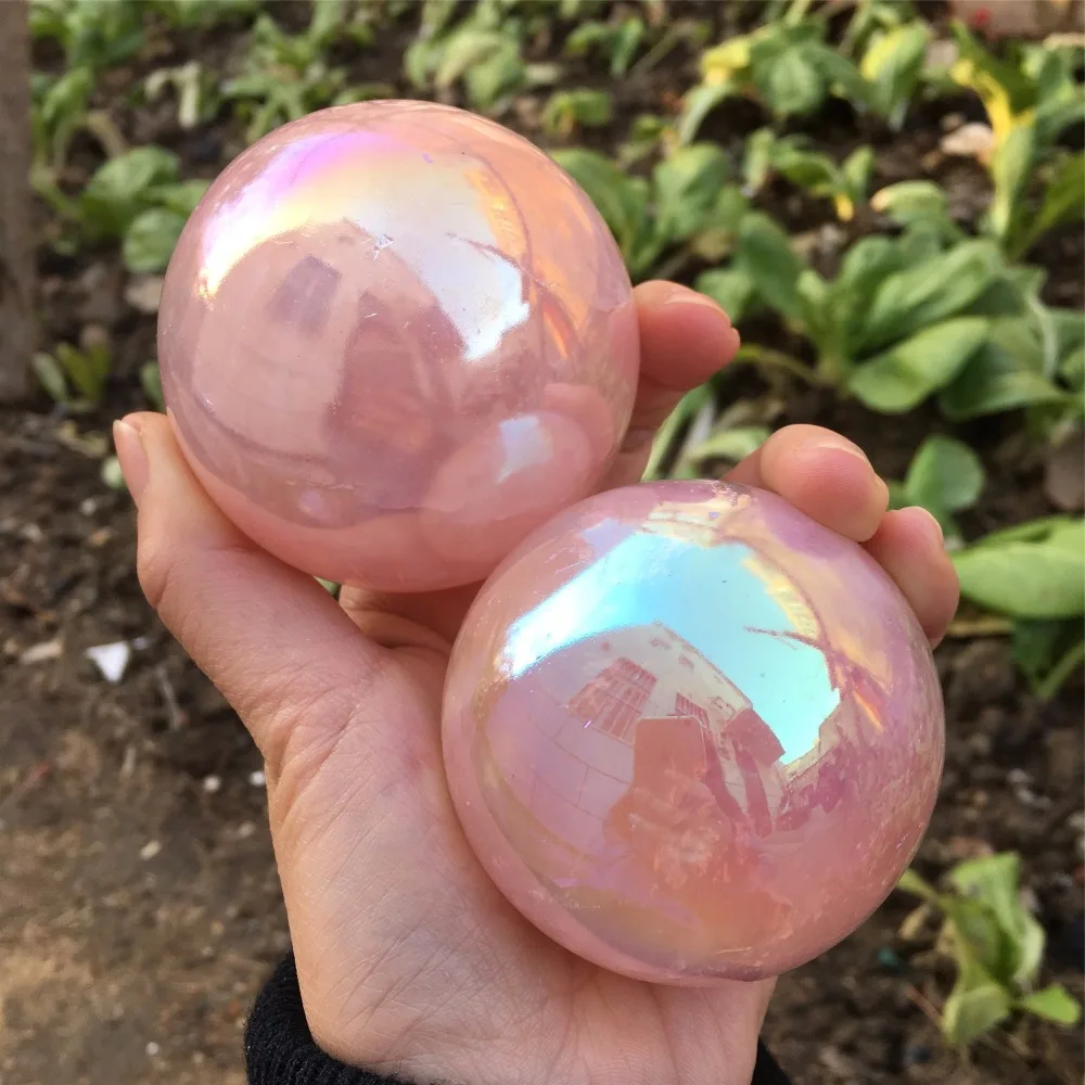 Titanium aura rose quartz crystals ball (9)