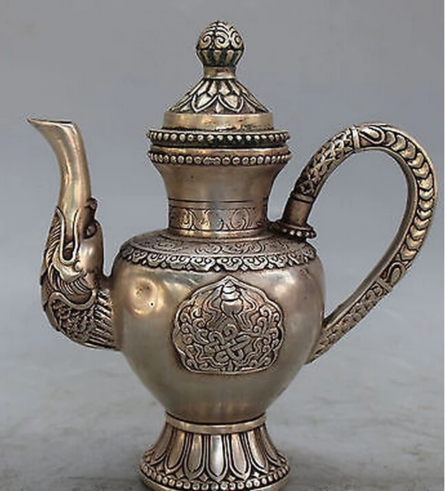 Details about   Marked Collect China SIlver Inlay Gem Dragon Beast Tea Wine Pot Flagon Winepot 