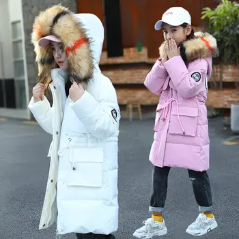 

Teenagers Girl Winter Coat With Fur Hoods for Kids Long Winter Quilted Puffer Jacket With Fur Hood Outerwear 4 5 7 9 11 13 Years