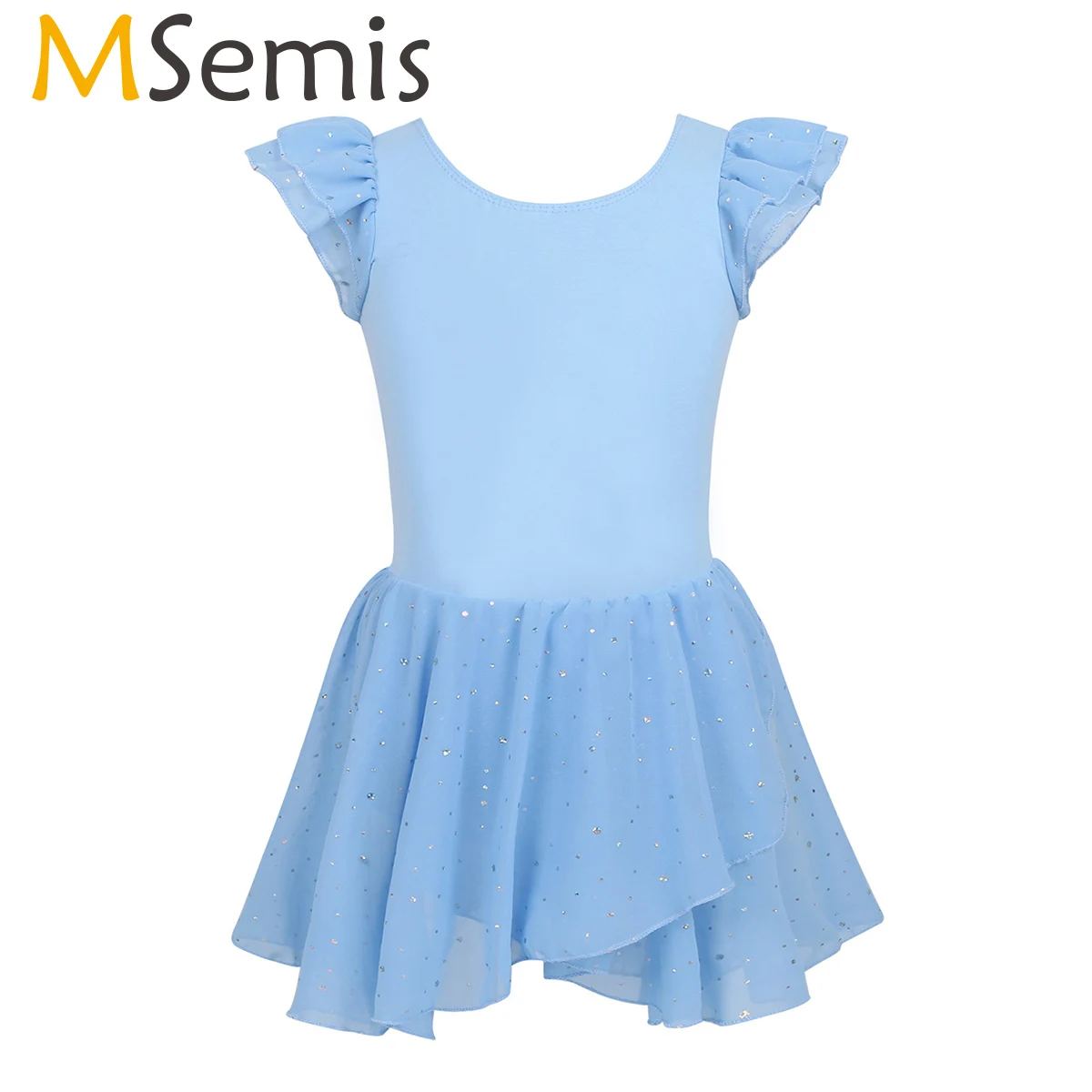 

MSemis Cute Girls Chiffon Ballet Dress Children Ballerina Kids Gymnastics Leotard Costume Tutu Tulle Glitter Asymmetrical Skirt