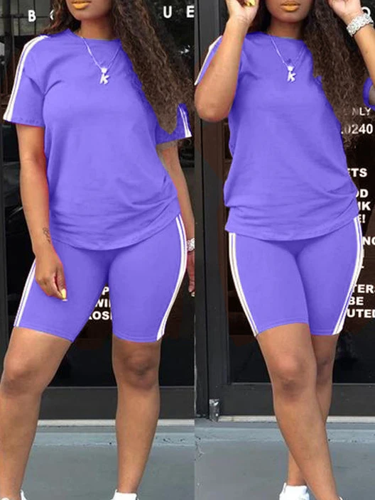 

Women Tracksuit Set 2Pieces 2020Sumemr Fashion Casual Short Sleeve Pullover T-Shirt High Waist Shorts Set For Running Fitness