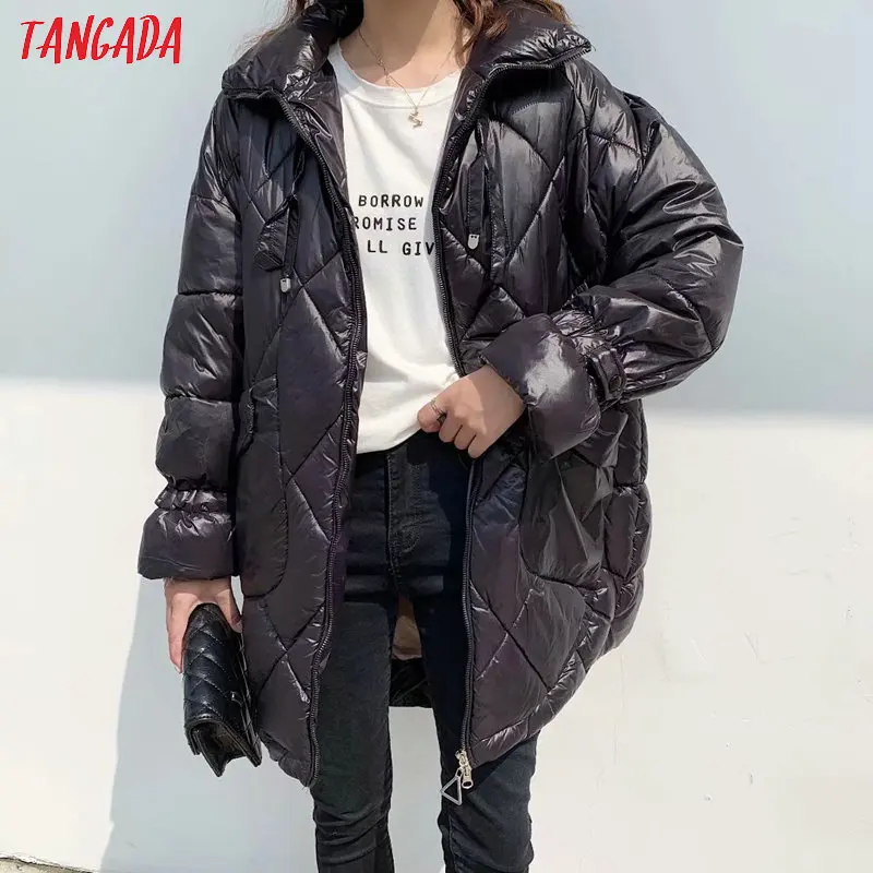 Tangada, женские одноцветные, большие размеры, Длинные парки, пальто, плотное,, с длинным рукавом, на молнии, с карманами, женское, теплое, зимнее пальто MJ01