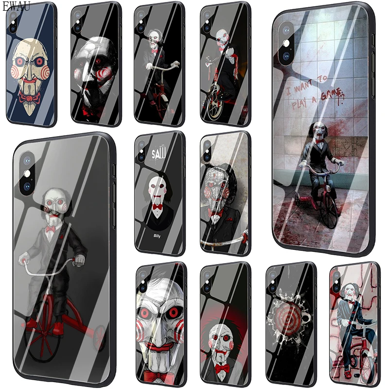 

EWAU Saw Horror Moive Tempered Glass phone case for iphone 5 5s SE 6 6s 7 8 Plus X XR XS 11 pro Max