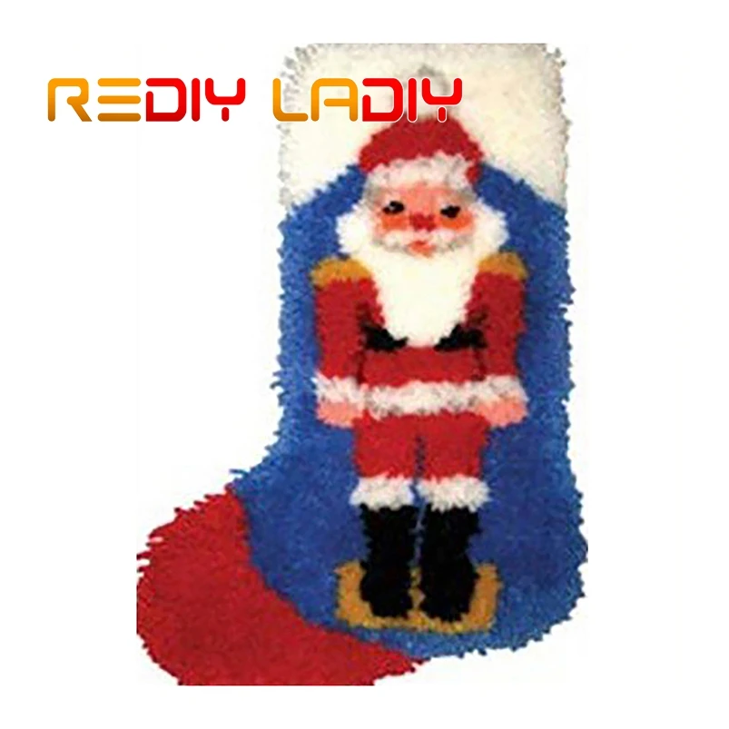 

Latch Hook Rug Kits Santa Socks Crocheting Floor Carpet Rug 100% Acrylic Yarn Cushion Mat DIY Carpet Rug Crochet Art & Crafts