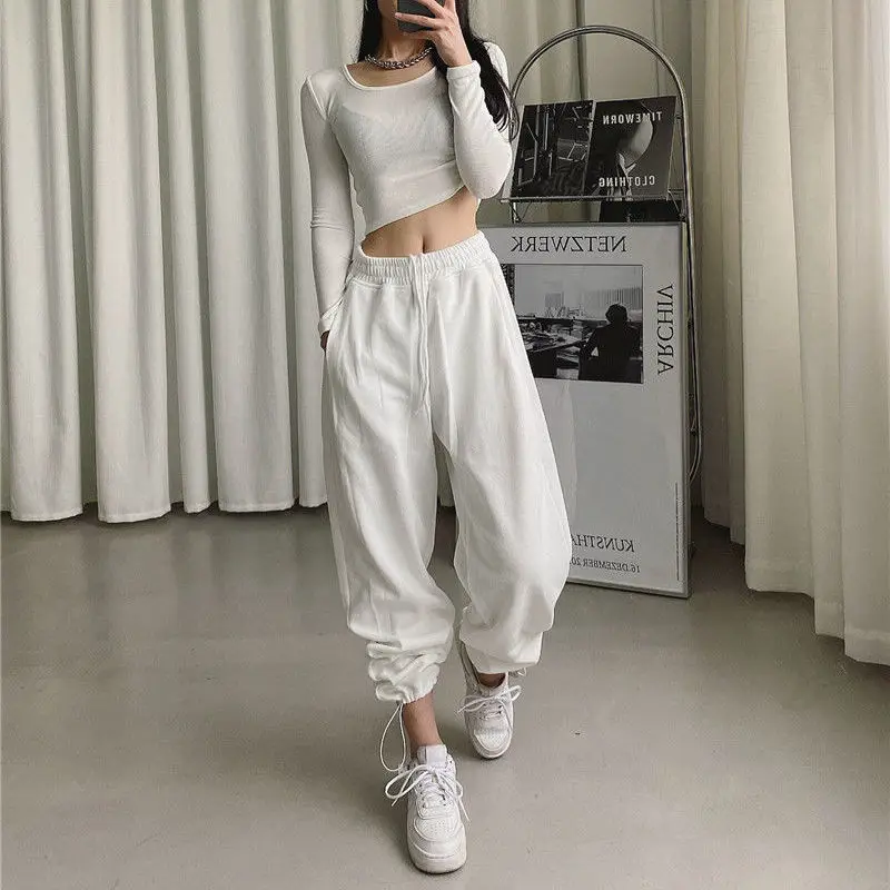 Wjskv 2022 Sweatpants Women Casual Loose Harem Pants Solid Fashion Hip Hop  High Waist Pants Baggy Trousers Joggers Women Xl,gray