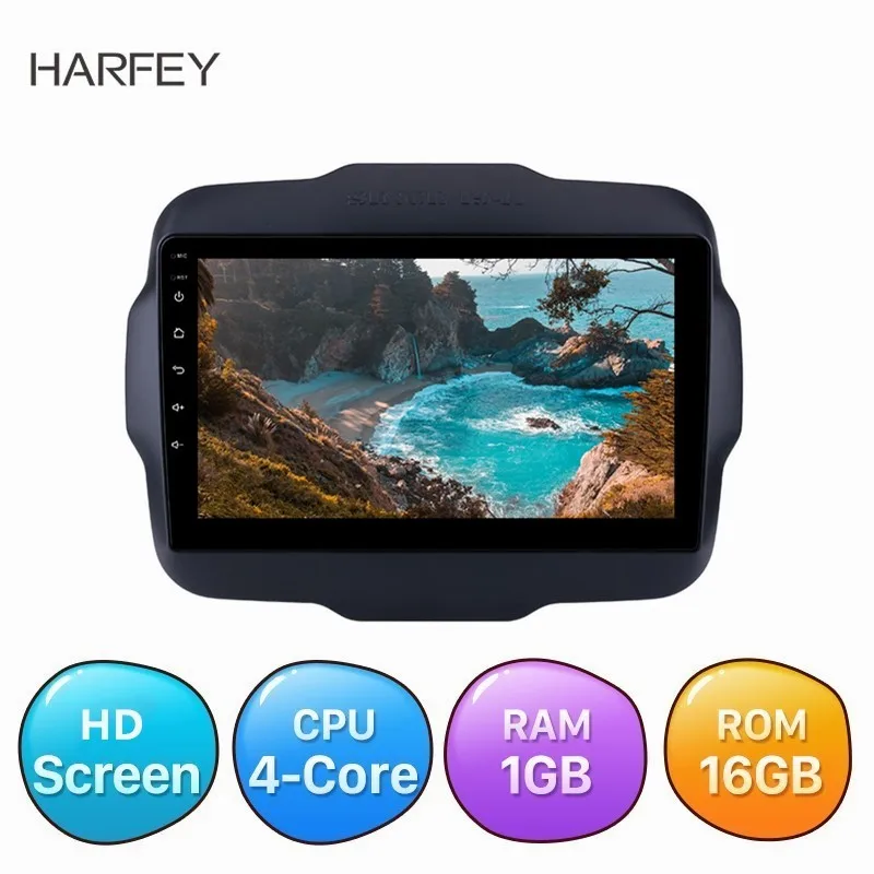 Harfey 9 дюймов Android 8 1 2Din автомобильный gps радио для 2016 2017 Jeep Renegade мультимедийный