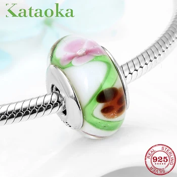 

New Arrivals 925 Sterling Silver Gorgeous lotus Charm Round glass beads Fit Original European Charm Bracelet Jewelry Making