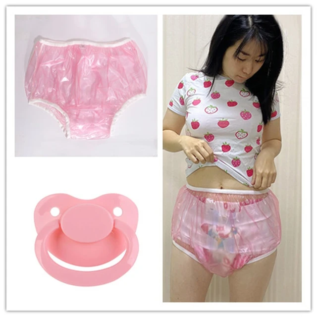 8pcs ABDL adult diaper 7pvc vreusable baby pant Give 1 pacifier diapers  onesize plastic bottoms DDLG adult baby new underwear