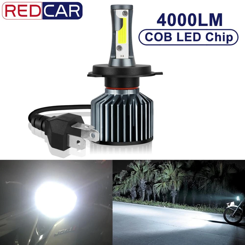 1x H4 Motorcycle COB LED Hi/Lo Beam Headlight Fog Driving Light Lamp White 6000K 
