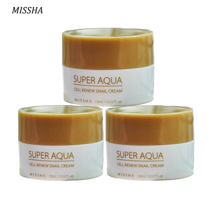 

MISSHA Super Aqua Cell Renew Snail Cream Sample 10ml*3pcs Hyaluronic Acid Moisturizing Face Cream Anti-Aging Whitening Face Care