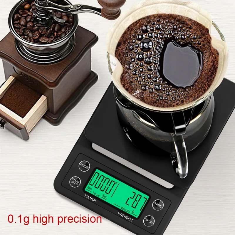 Urijk 3 кг/5 кг 0,1 г капельные кофейные весы с таймером портативные электронные цифровые кухонные высокоточные весы ЖК-весы для кухни