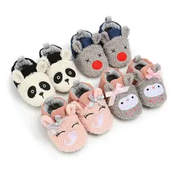 Милые зимние ботинки для малышей теплые детские ботинки Теплая Флисовая обувь для малышей с ушками животных детская обувь для малышей