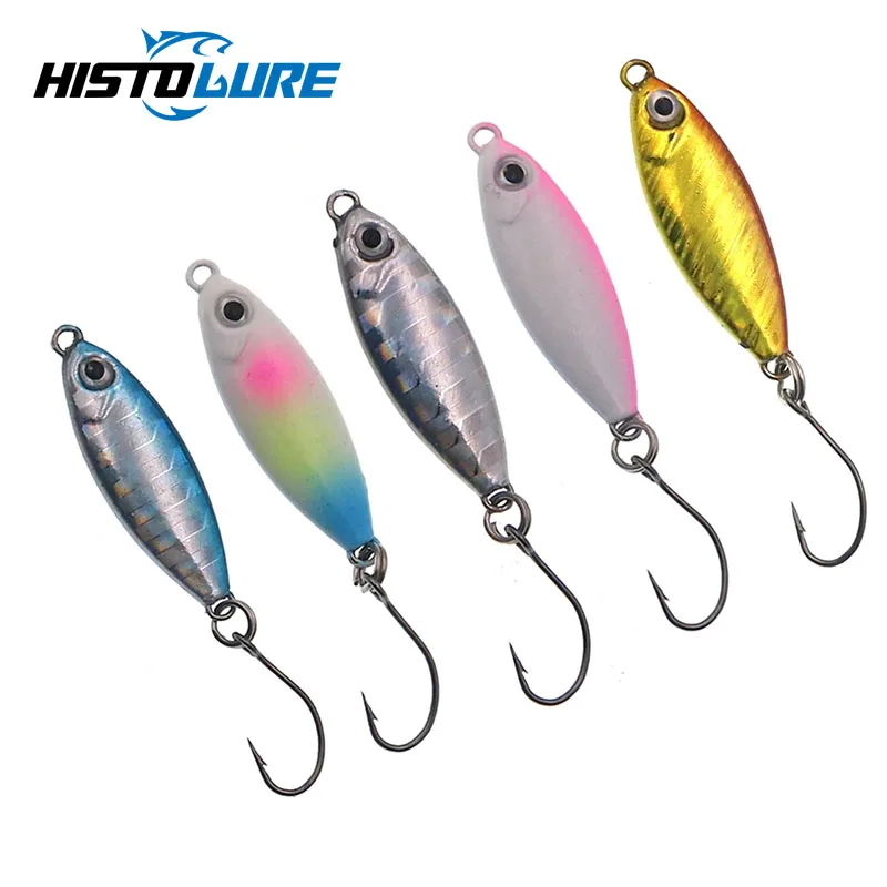 

5pcs Micro jig Shore Casting Jigging Spoon 3.5G 5G Rockfishing Slow Drop Micro Cast Metal Jig Saltwater Fishing Lure