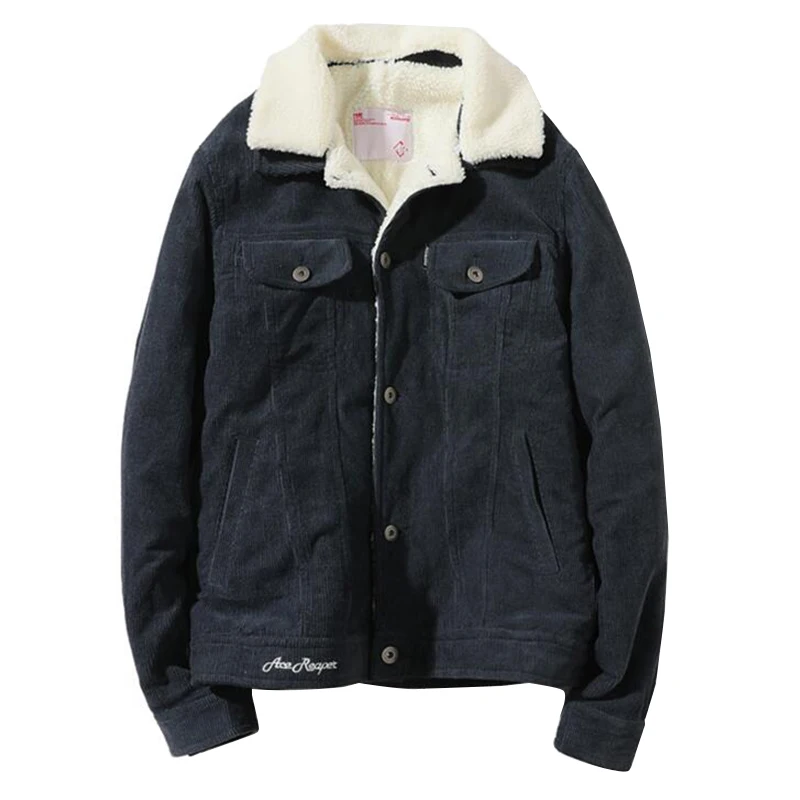 

Men Dark Blue Winter Jean Jackets Outerwear Warm Denim Coats New Men Large Size Wool Liner Thicker Winter Denim Jackets