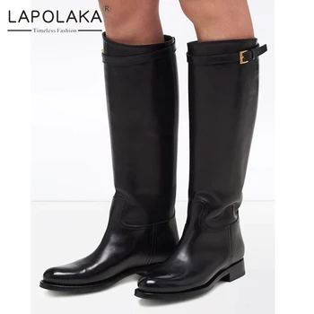 

Lapolaka 2020 New Fashion Genuine Leather Design Stylish Luxury Boots Woman Shoes Cool Buckle Fashion Top Quality Boots Ladies