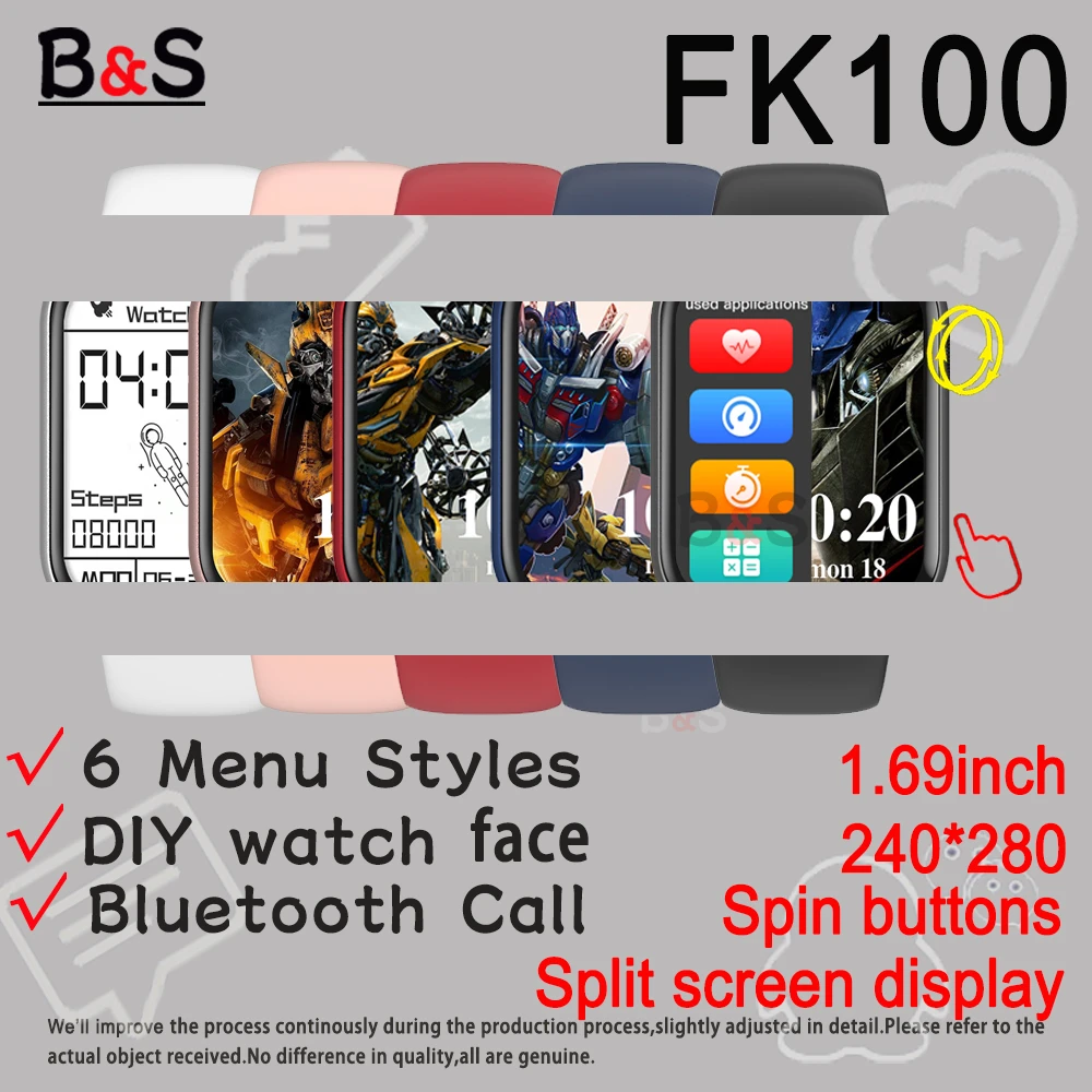 Fk100 Smartwatch Bluetooth Call Sport Fitness Band Wireless Charging Heart Rate Split Screen Smart Watch Series 6 For Women Men Smart Watches Aliexpress