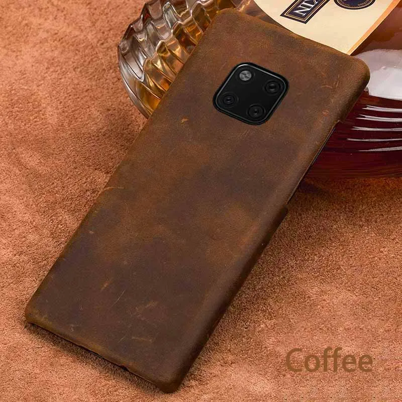 Чехлы для телефонов huawei P10 P20 P30 Lite mate 9 10 20 lite Pro Case Crazy Horse skin Cover для Honor 8X9 10 V20 P Smart case - Цвет: Coffee