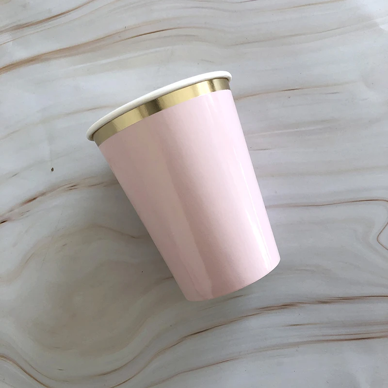 Cups 8pcs Одноразовые столовые приборы розового и золотого цвета, вечерние бумажные стаканчики для шампанского, соломенные тарелки для девочек, товары для вечеринки на день рождения, карнавал, свадьбу, Декор - Цвет: Cups 8pcs