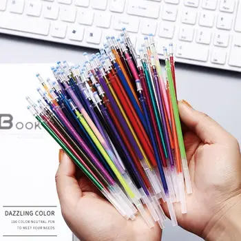 

100/120pcs Refills Set Glitter Multi Colored Painting Refill School Pastel Stationery Rod Pen Fluorescent Color Supplies Re S7Y1