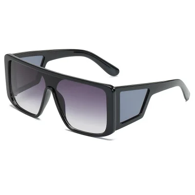 Цельные солнцезащитные очки для мужчин и женщин люксовый бренд lunetes de soleil homme винтажные большие солнцезащитные очки glasse мужские зеркальные очки - Цвет линз: Gradient black
