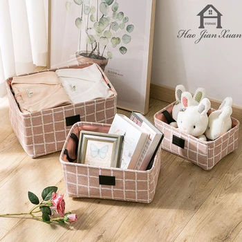 

2020 New Folding Linen Fabric Storage Basket Bins Cube Containers For Toys Organizers Closet And Office Organizers