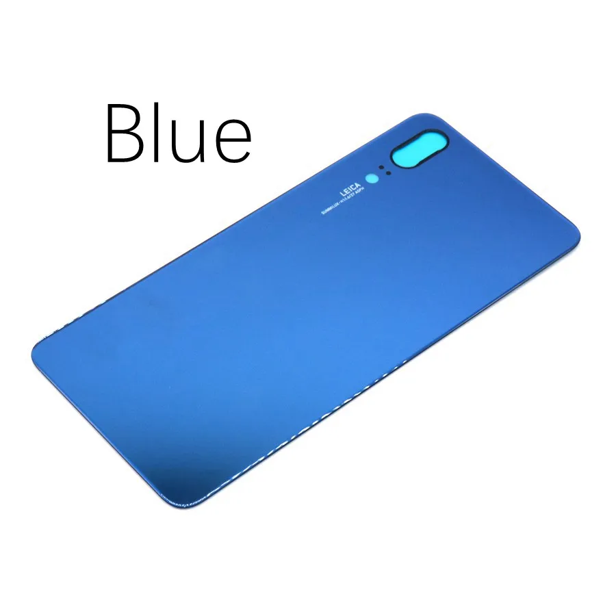 Blue No Lens Задняя стеклянная панель для huawei P20 EML-L29 Крышка батарейного отсека задняя дверь корпус чехол для huawei P20 задняя крышка с объективом камеры EML-L09 - Цвет: Blue No Lens