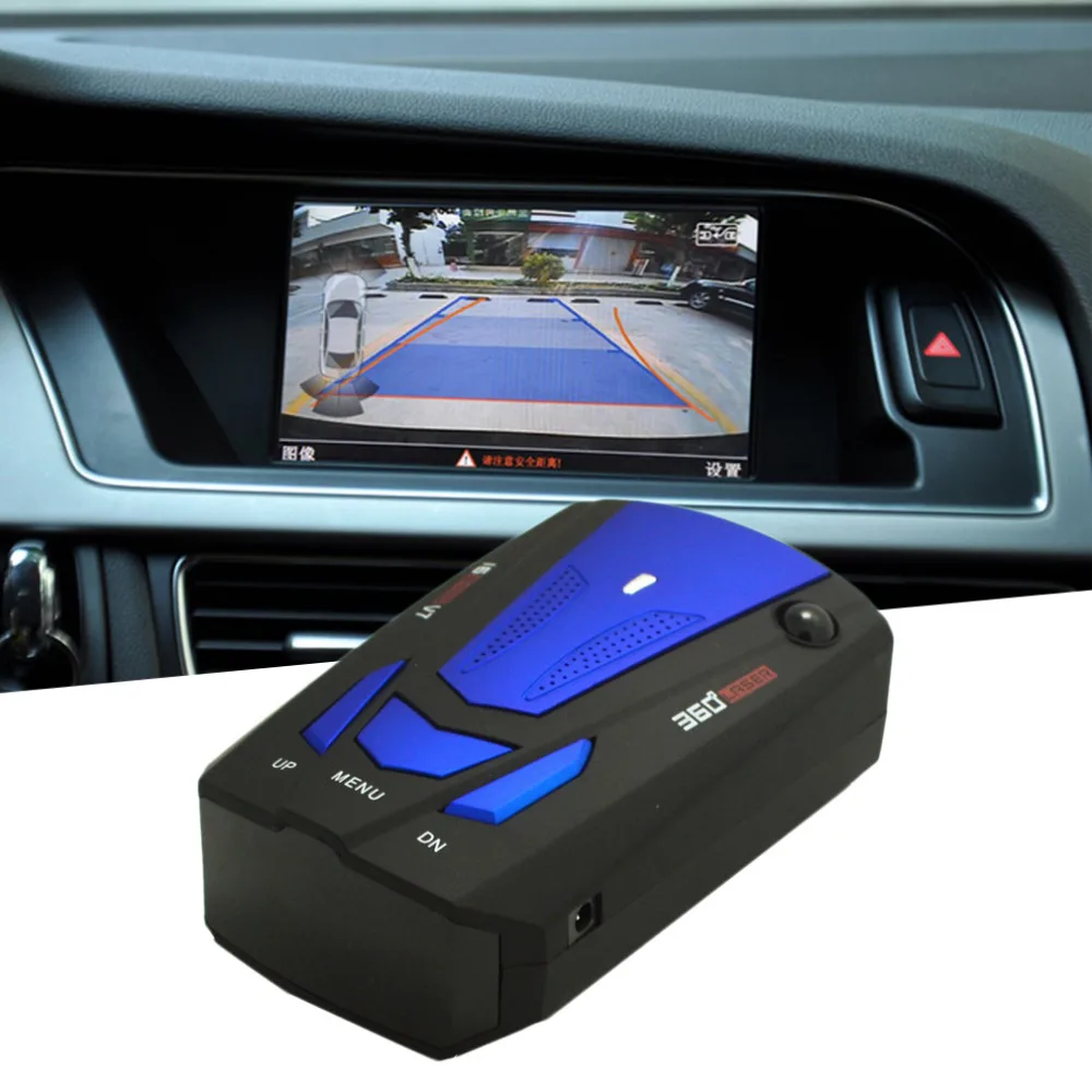 

Blue Car Radar Detector English Russian Auto 360 Degree Vehicle V7 Speed Voice Alert Alarm Warning 16 Band LED Display
