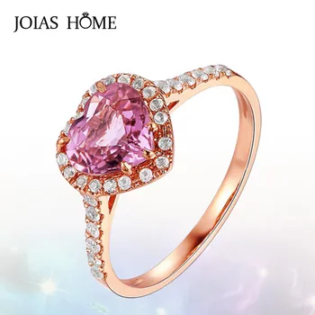 

JoiasHome 925 Sterling Silver Ring Korean Pink Love Shape with Rose Gold Ladies Open Adjust Size Classicparty Gift