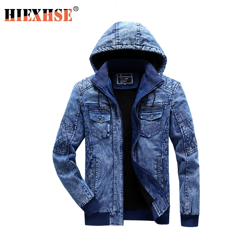 

Men's Autumn Fashion Denim Jackets Hooded Jeans Coat Male Slim Fit Casual Hoodie Coat Men Pocket Outwear Jacket Coats Parkas
