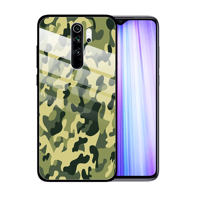 Камуфляжный чехол из закаленного стекла с леопардовым принтом для Xiaomi Redmi Note 9S 10X