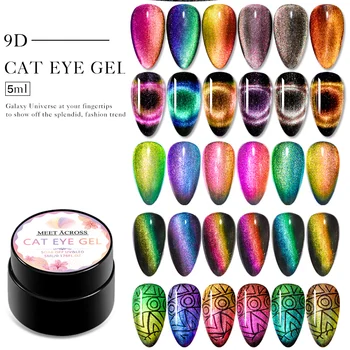 

MEET ACROSS 9D Chameleon Magnetic Cat Eye Nail Gel Polish Shiny Laser Magnet Nail Art Lacquer Soak Off UV LED Gel Varnish