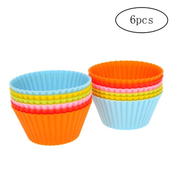

6Pcs Cake Cups Round Shaped Muffin Cups Silicone Cupcake Pan Cake Baking Tools