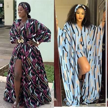 

2 Piece Set Women Chiffon Printing Clothes 2021 African Dashiki New Fashion Party Dress Long Tops + Shorts Size M-2XL