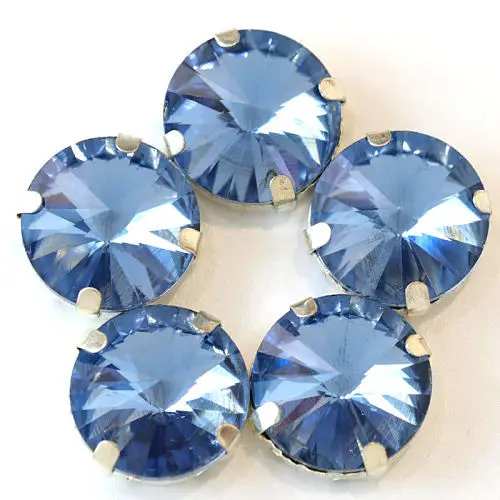 Light Sapphire Круглый Rivoli много цветов пришить коготь стразы прозрачные стеклянные стразы круглые пришить стразы украшения для свадебного платья Y1770 - Цвет: Light Sapphire