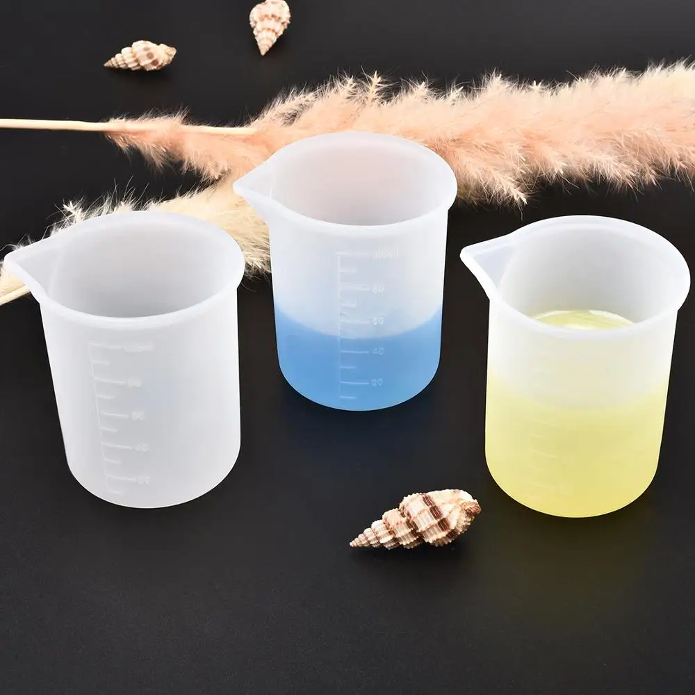 

5pcs 100ml Silicone Measuring Cups Tool Clear Graduated Epoxy Split Cup For Casting UV Resin Mold Jewelry Art Kitchen Lab