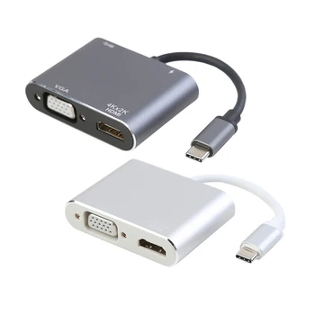 

4 in 1 USB C Type-C to HDMI VGA USB3.0 Adapter Converter w/PD 87W Charger