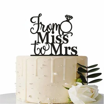 

Bride From Miss to Mrs Cake Topper Glitter Wedding Cake Flags Engagement Anniversary Party Cake Baking Decoration Supplies
