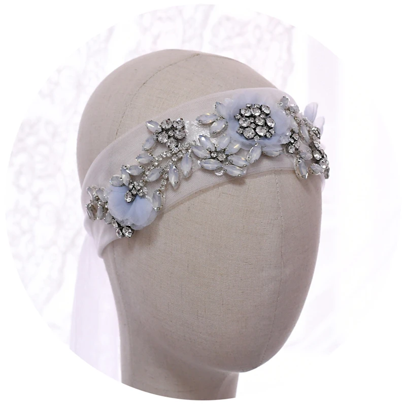 WS419 TOPQUEEN WS419 Голубой вышитый цветок Свадебная вуаль повязка на голову модный элегантный стиль головные уборы свадебное украшение для волос для невесты - Цвет: WS419