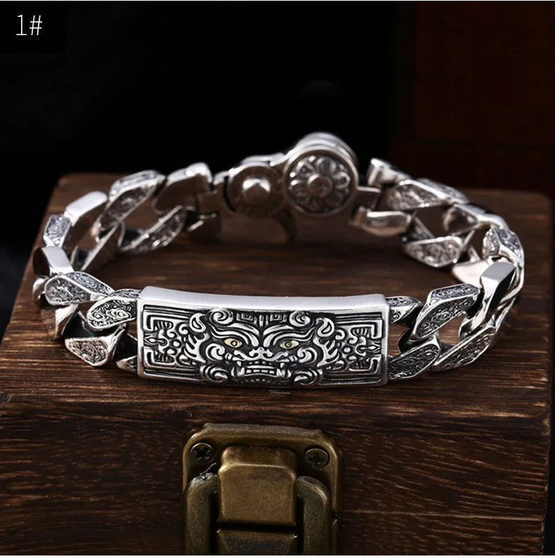 100% 925 Silver Lucky Beast Bracelet 925 Sterling Fengshui Wealth Pixiu Man Bracelet Piyao Bracelet Good Luck Bracelet