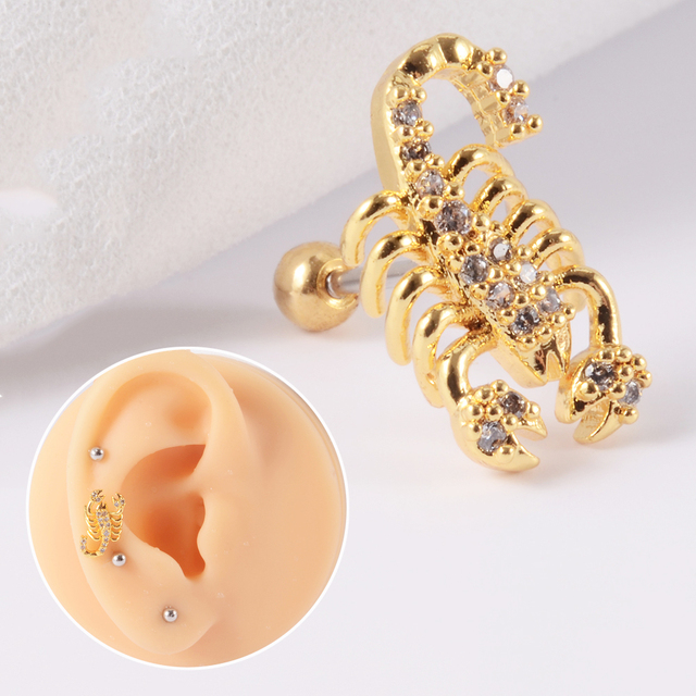 361L Surgical Steel Cz Ear Tragus Cartilage Crystal Lightning Snake Lobe Earrings Helix Earring Barbell Piercing Jewelry 20G
