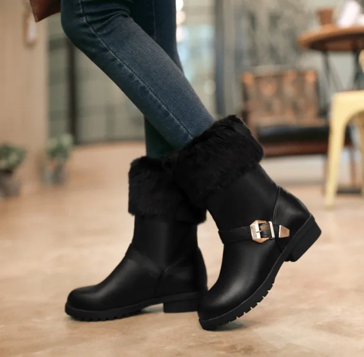

Big Size 9 10 11 12 boots women shoes ankle boots for women ladies boots shoes woman winter Furring sleeve for belt buckle