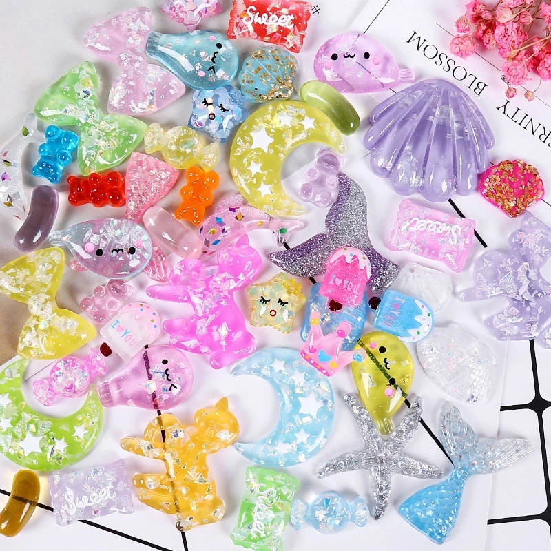 20 шт различные смолы Единорог хвост русалки Lucky Bag Playdough поставки слаймов формы из полимерной глины материалы для поделок DIY Slime наполнитель