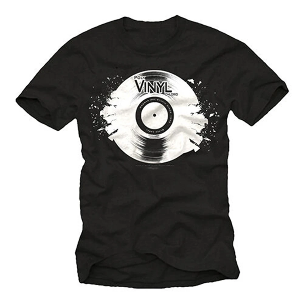 Cool Electro House Music Mens T Shirt With Vinyl Short Sleeve Turntable