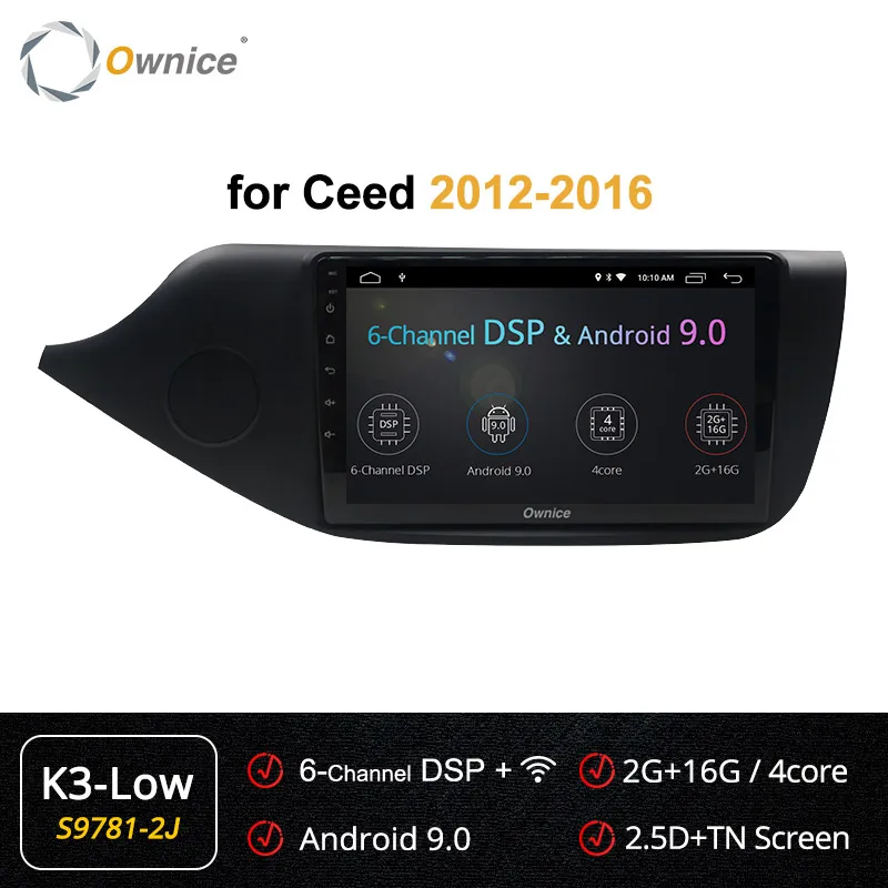 Ownice 2din Android 9,0 k3 k5 k6 Автомобильный Радио Видео плеер gps навигация для KIA Ceed CEED JD 2012 2013 DSP 4G LTE - Цвет: S9781-2 K3 LOW