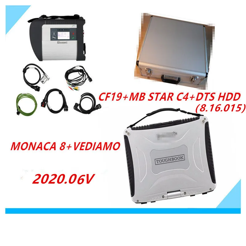 Top For Mercedes Compact Diagnose MB Star C4 Connect WIFI SD 2018.03 Software HDD and laptop cf19 Cable Diagnostic Tool Scanner