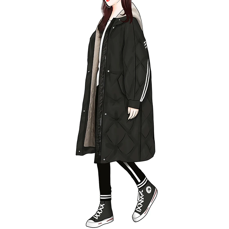 Winter womens clothing knitted hooded zipper down jacket long warm thick coat women puffer | Женская одежда