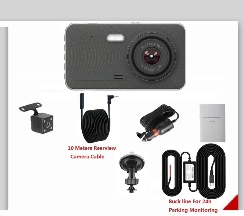 Видеорегистратор CarDvr 4,0 InchNight Vision DashCam с камерой заднего вида Full HD 1080P двойной объектив видео рекордер Авто регистраторы Автомобильный видеорегистратор - Название цвета: JL19-10M RCC-BL