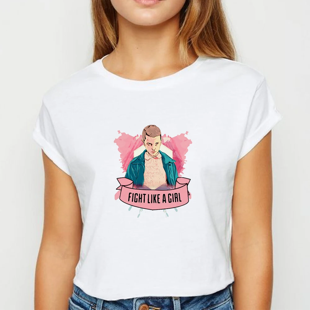 

Avant-garde Stranger Things Fight Like A Girl tshirt Spring Summer Adult Women T Shirt Harajuku Popular Round Collar T-shirt