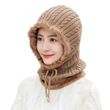 Зимняя шапка, женская шапка, шарф, сиамский воротник, милая Зимняя Вязаная мужская шапка, шапка с черепом, берет, зимняя женская шляпа, Шапка-бини